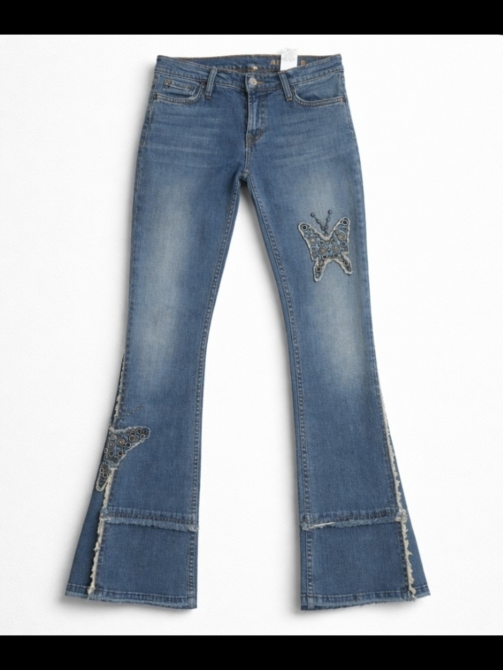 Allen B Women's Blue Embellished Flare Jeans